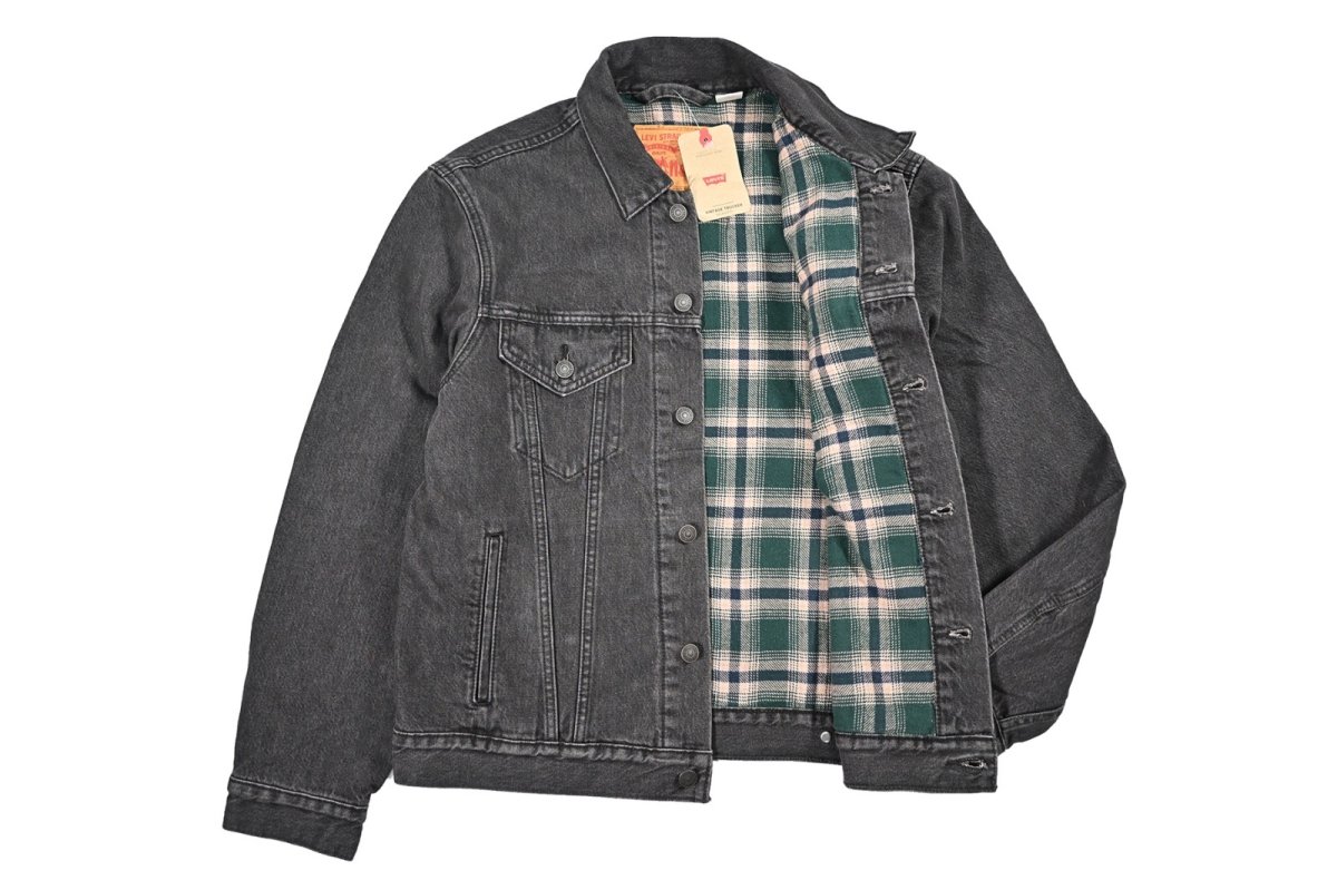 画像5: Levi's Flannel Lined Denim Trucker Jacket Vintage Fit Black リーバイス (5)