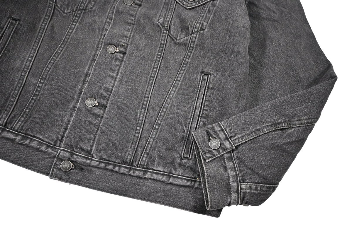画像4: Levi's Flannel Lined Denim Trucker Jacket Vintage Fit Black リーバイス (4)