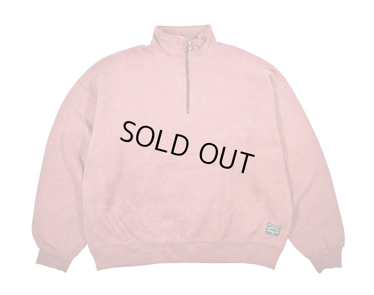 画像1: Used Russell Athletic Blank Quarter Zip Sweat Shirt Red made in USA (1)