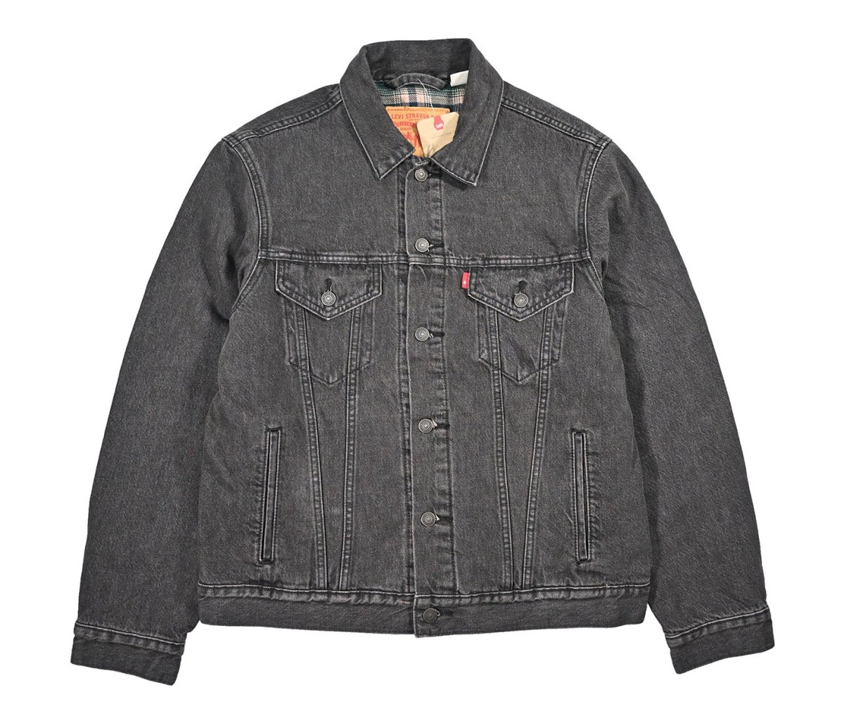 画像1: Levi's Flannel Lined Denim Trucker Jacket Vintage Fit Black リーバイス (1)