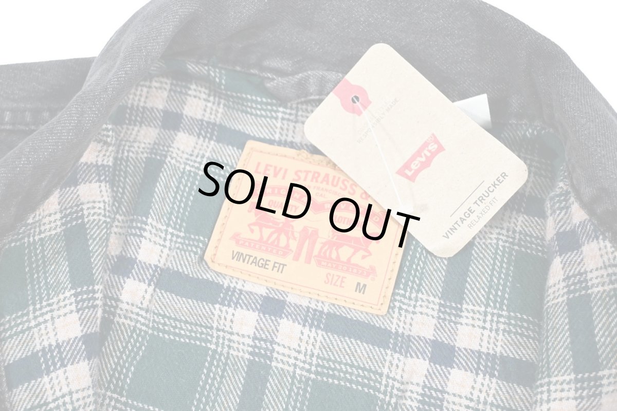 画像6: Levi's Flannel Lined Denim Trucker Jacket Vintage Fit Black リーバイス (6)