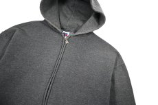 画像2: Used Russell Athletic Blank Zip Sweat Hoodie Charcoal (2)