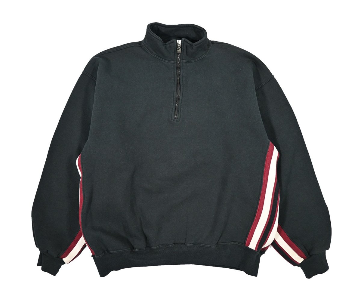 画像1: Used Russell Athletic Blank Quarter Zip Sweat Shirt Black made in USA (1)