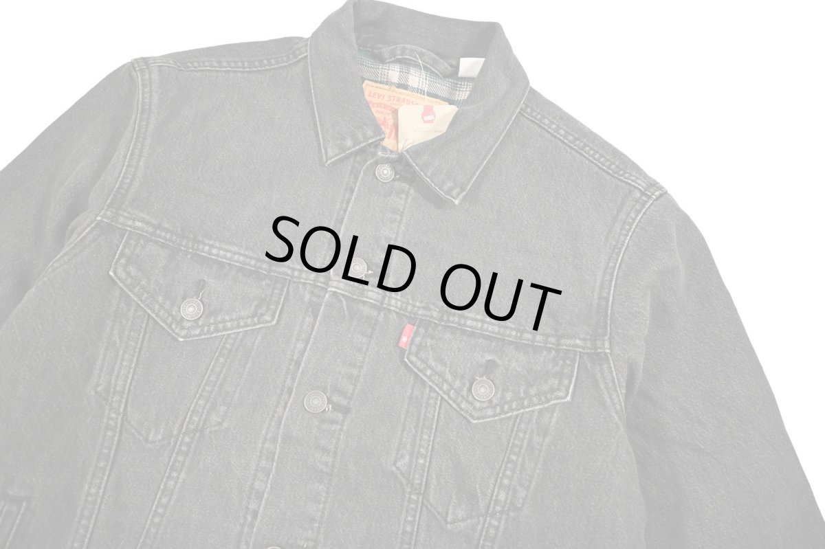 画像3: Levi's Flannel Lined Denim Trucker Jacket Vintage Fit Black リーバイス (3)
