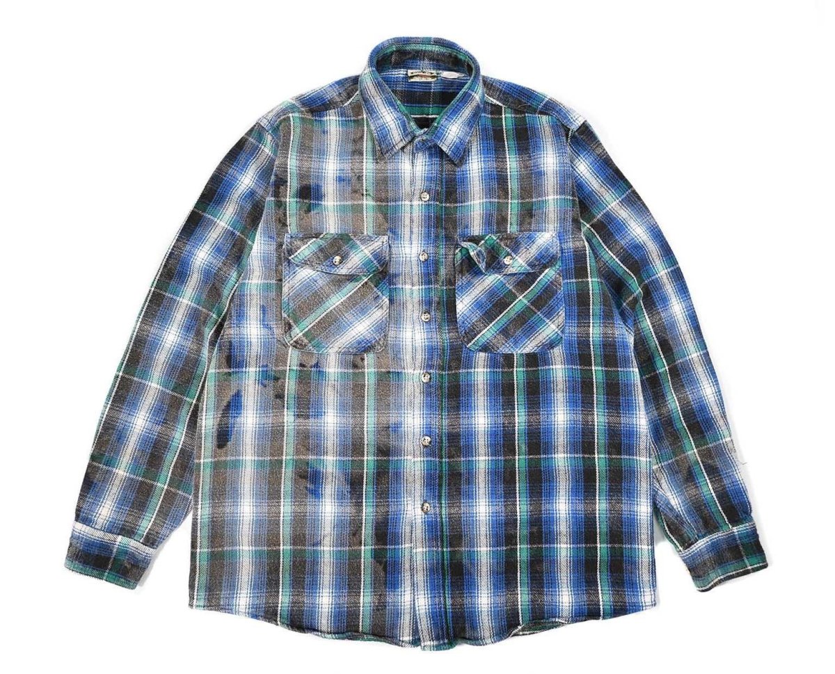 画像1: Used Five Brothers Bleached Heavy Flannel Shirt (1)
