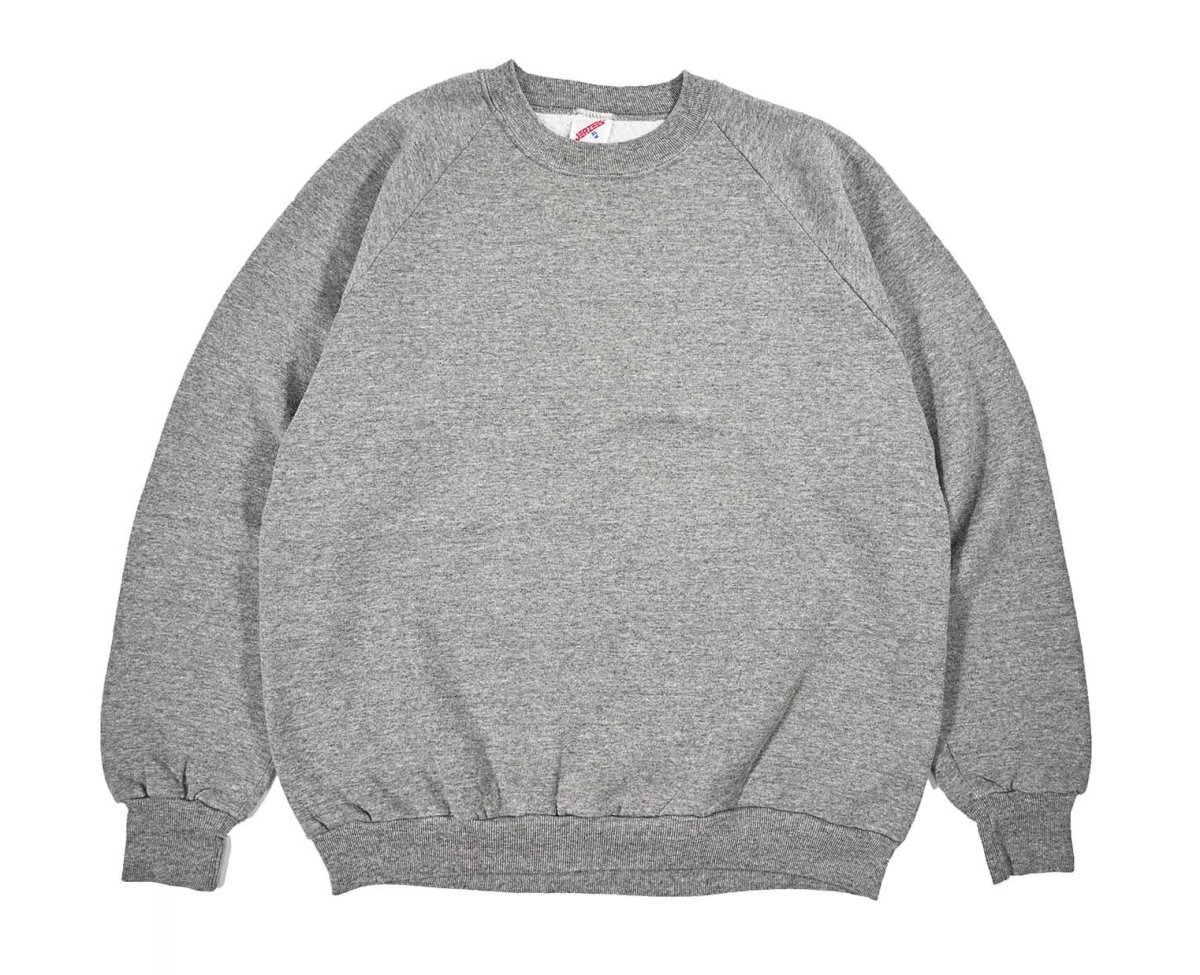 画像1: Used Jerzees Raglan Sleeve Blank Sweat Shirt Grey made in USA (1)