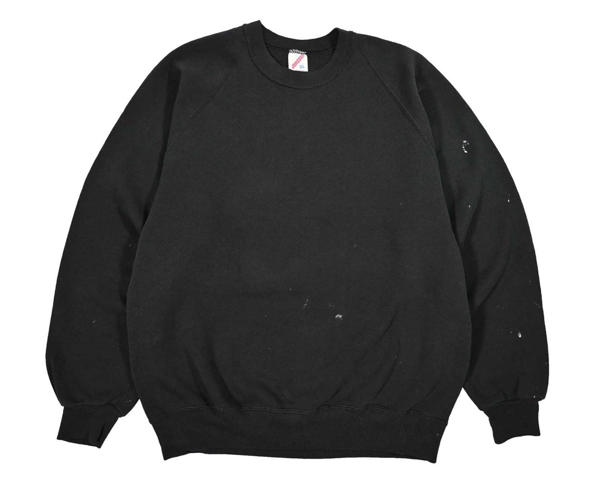 画像1: Used Jerzees Raglan Sleeve Blank Sweat Shirt Black made in USA (1)