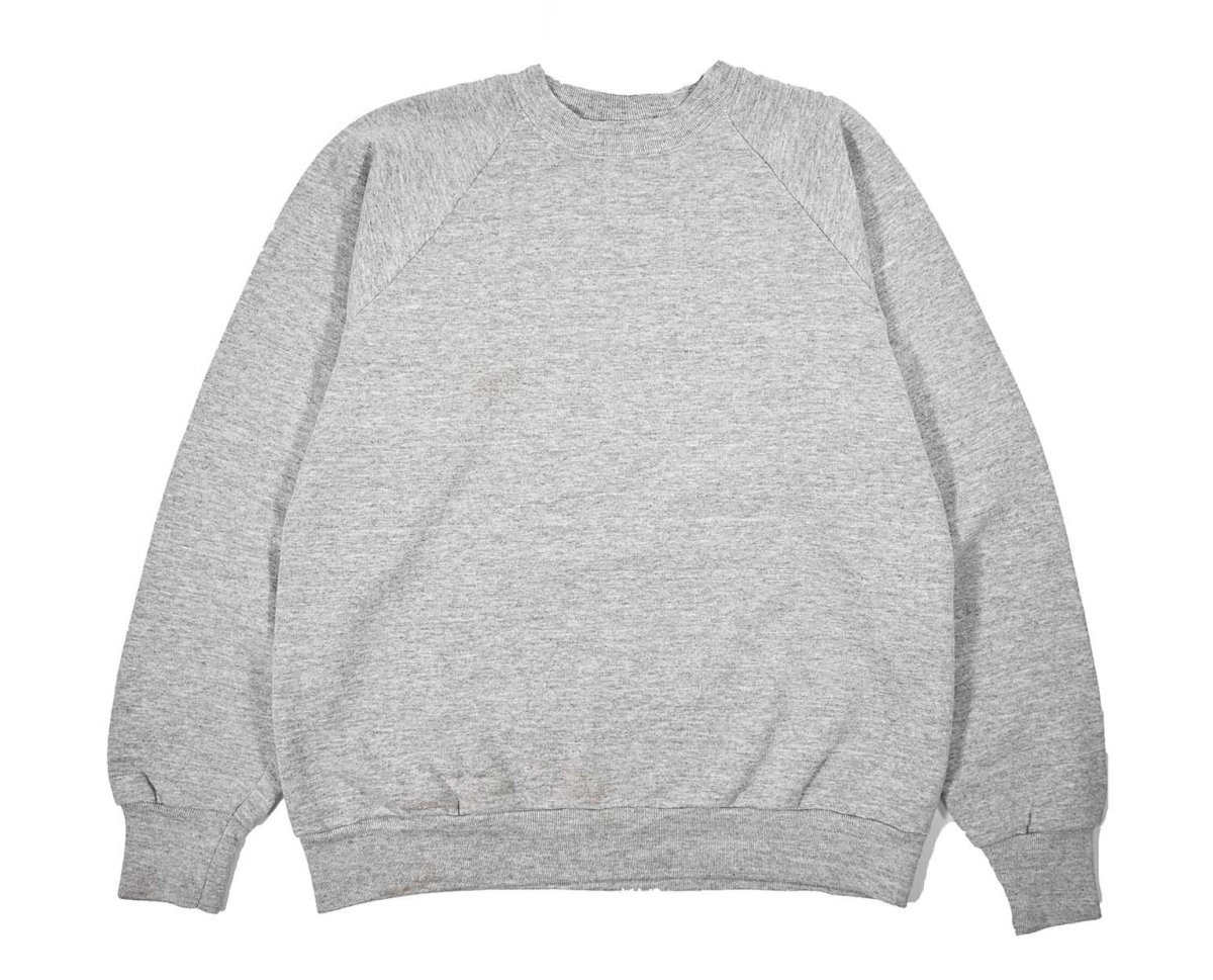 画像1: Used Fruit of the Loom Raglan Sleeve Blank Sweat Shirt Grey made in USA (1)