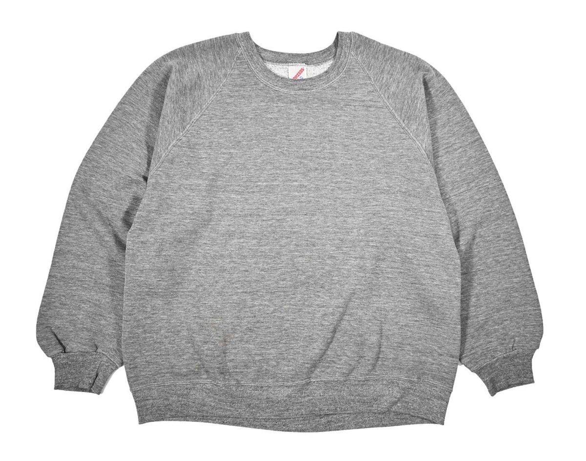 画像1: Used Jerzees Raglan Sleeve Blank Sweat Shirt Grey made in USA (1)