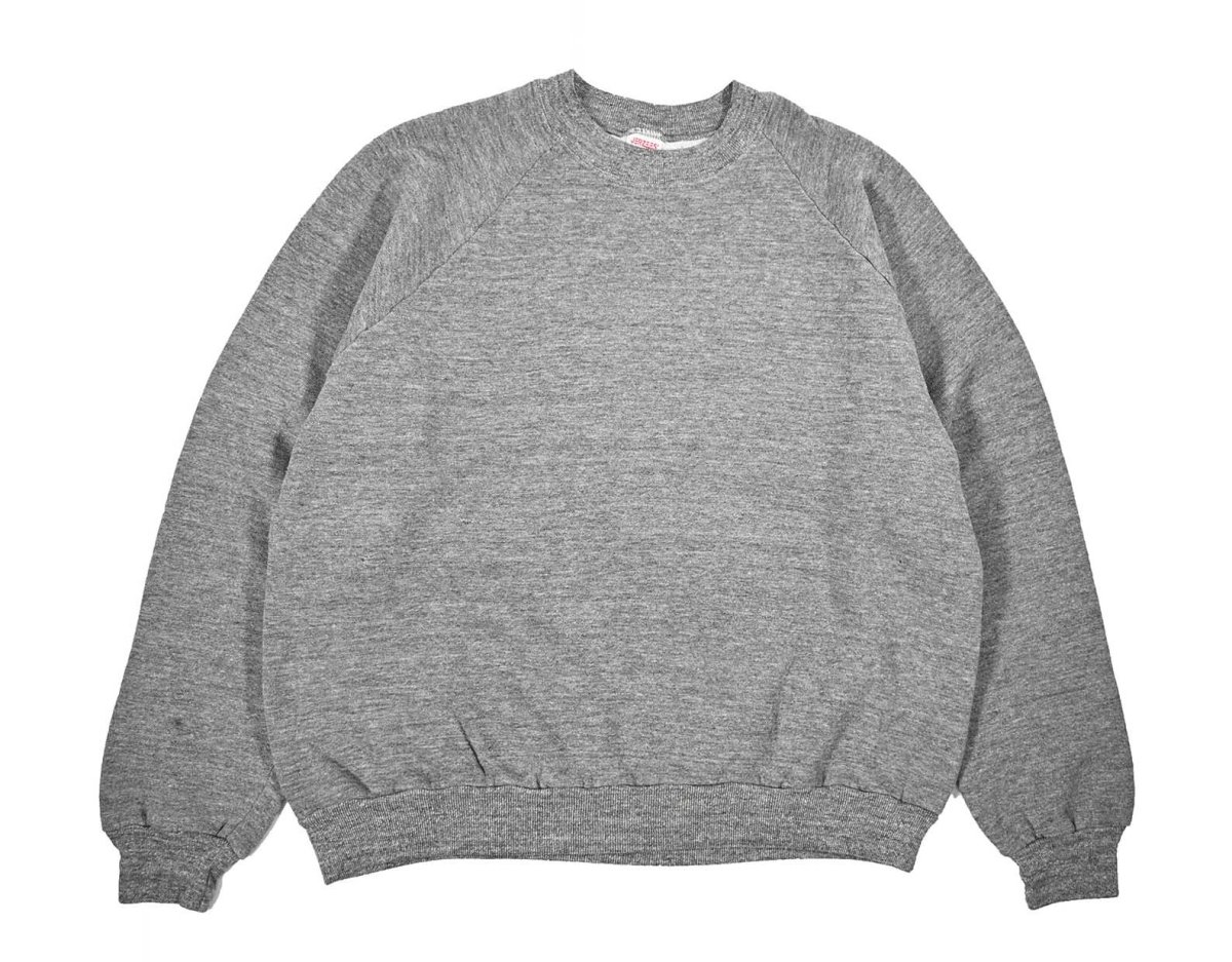 画像1: Used Jerzees by Russell Raglan Sleeve Blank Sweat Shirt Grey made in USA (1)