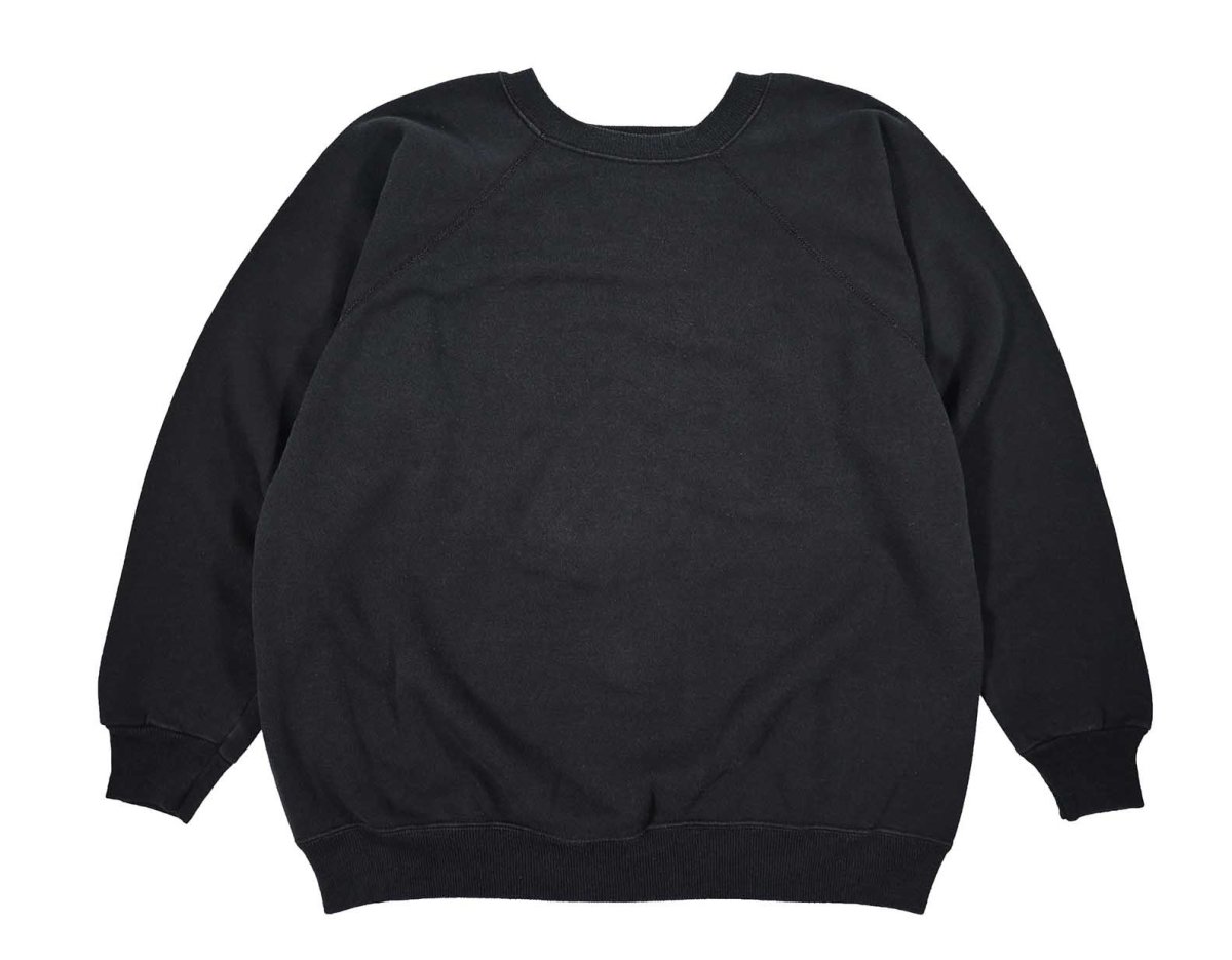 画像1: Used Hanes Raglan Sleeve Blank Sweat Shirt Black made in USA (1)
