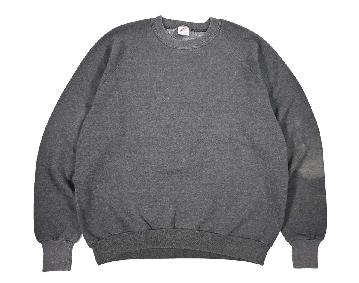 画像1: Used Jerzees Raglan Sleeve Blank Sweat Shirt Charcoal made in USA (1)