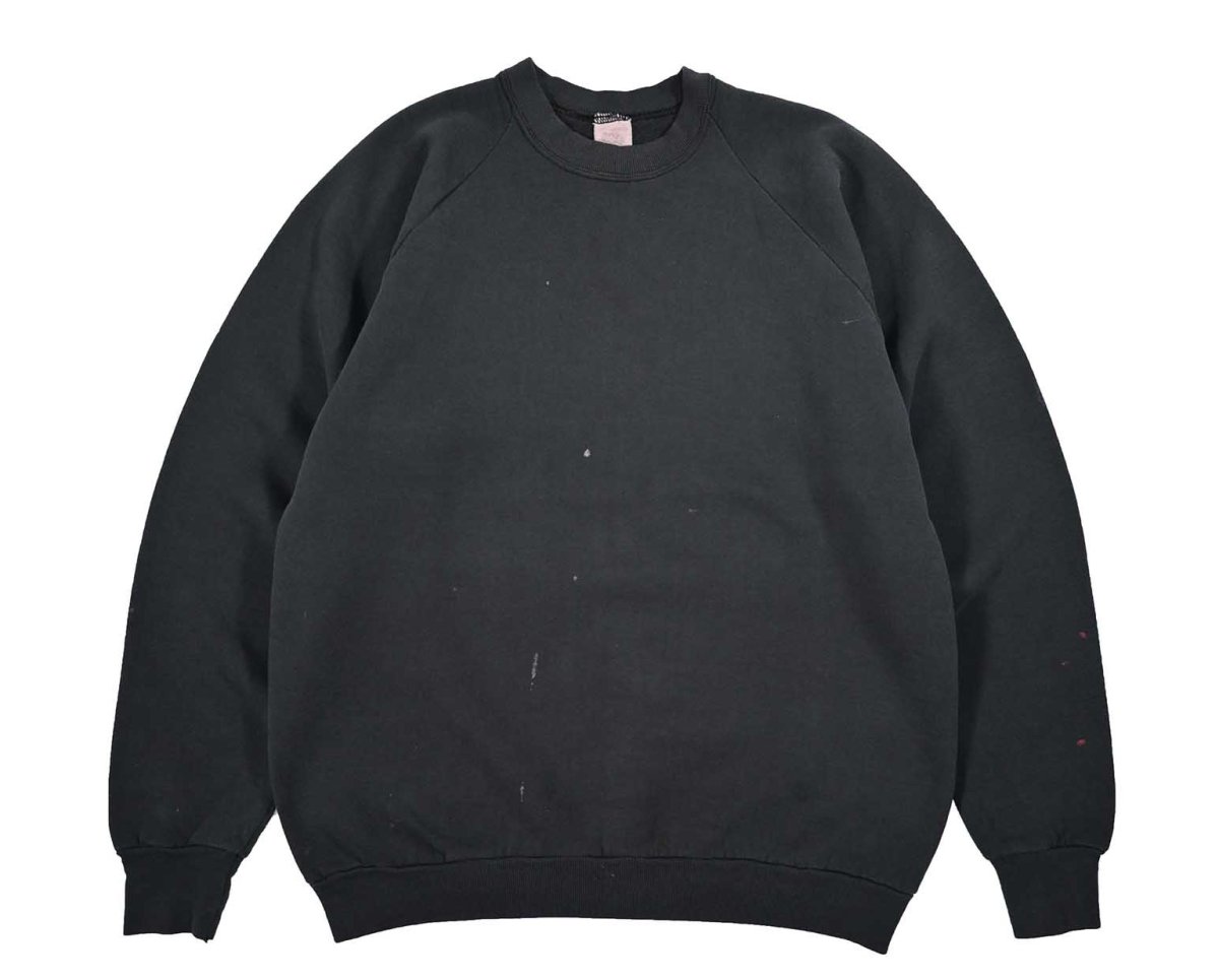 画像1: Used Fruit of the Loom Raglan Sleeve Blank Sweat Shirt Black made in USA (1)