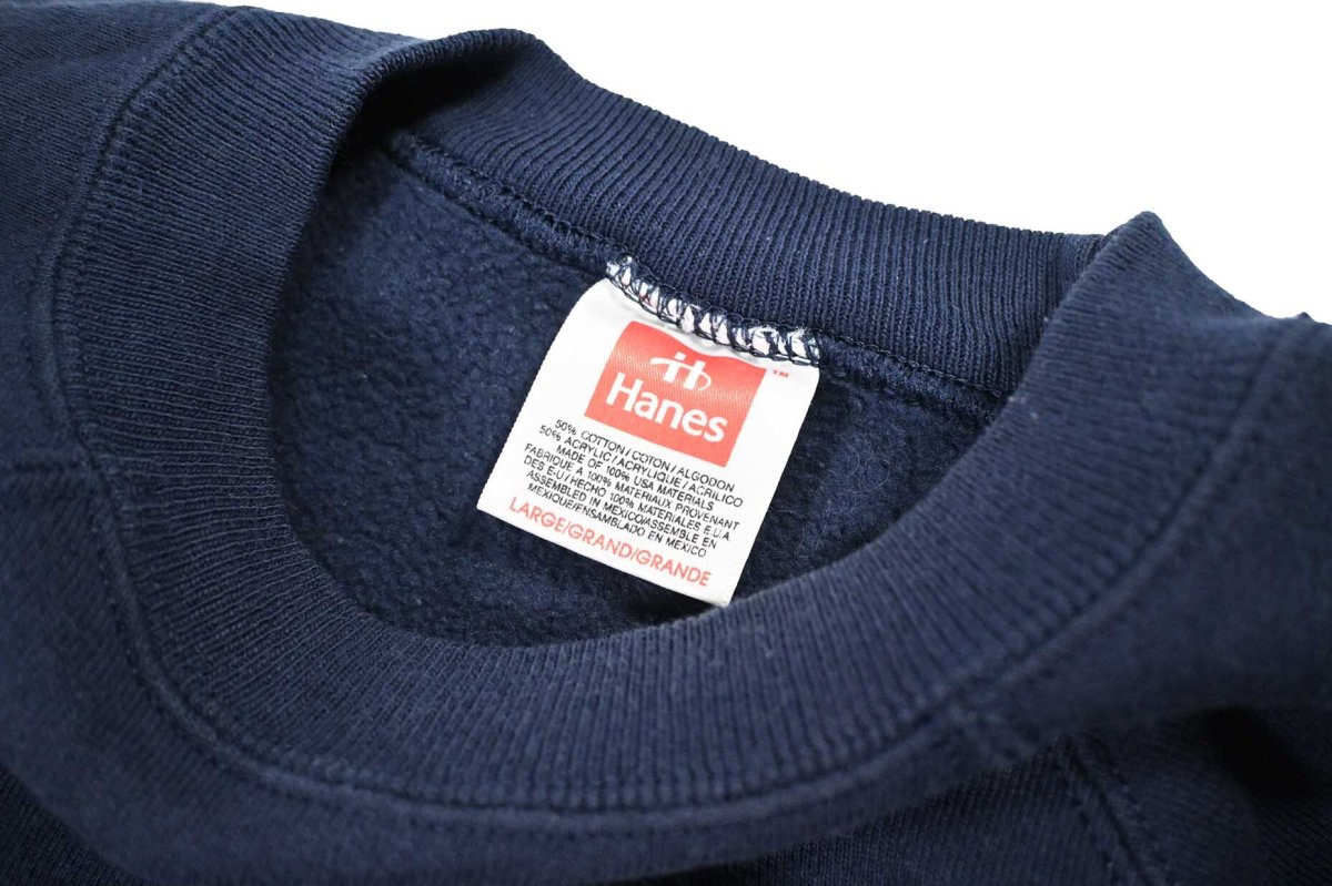 画像4: Used Hanes Raglan Sleeve Blank Sweat Shirt Navy made in USA (4)
