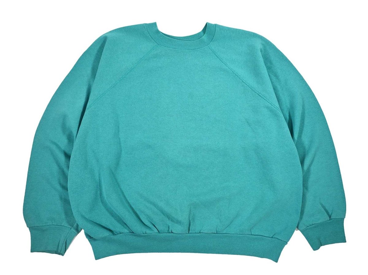 画像1: Used Tultex Raglan Sleeve Blank Sweat Shirt Emerald made in USA (1)