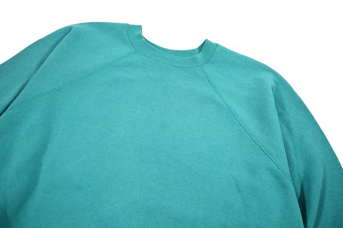 画像2: Used Tultex Raglan Sleeve Blank Sweat Shirt Emerald made in USA (2)