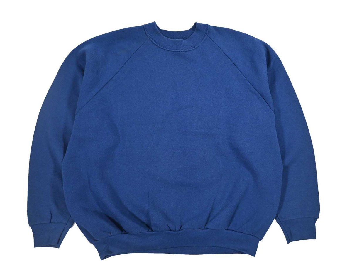 画像1: Used Fruit of the Loom Raglan Sleeve Blank Sweat Shirt Navy (1)
