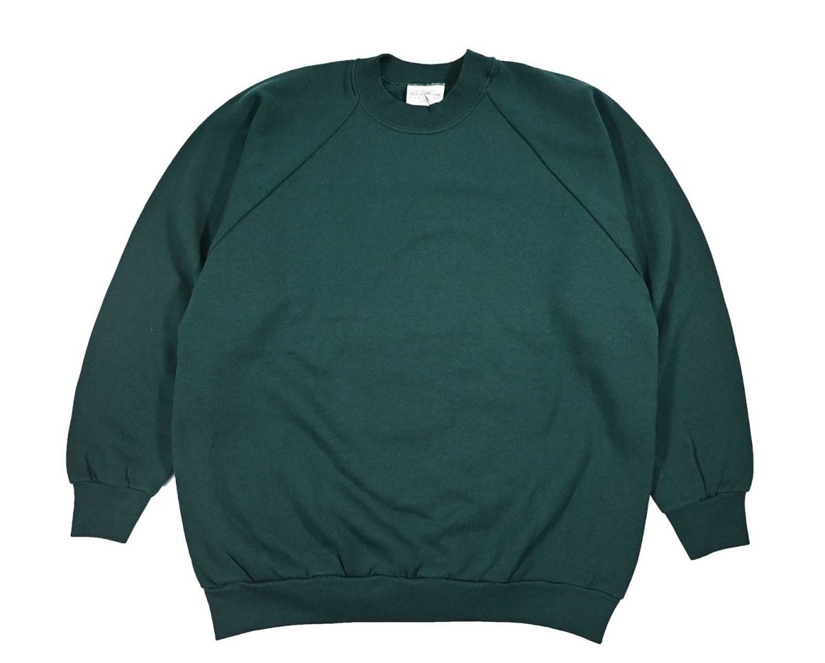 画像1: Used Fruit of the Loom Raglan Sleeve Blank Sweat Shirt Green (1)