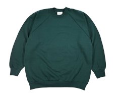画像1: Used Fruit of the Loom Raglan Sleeve Blank Sweat Shirt Green (1)