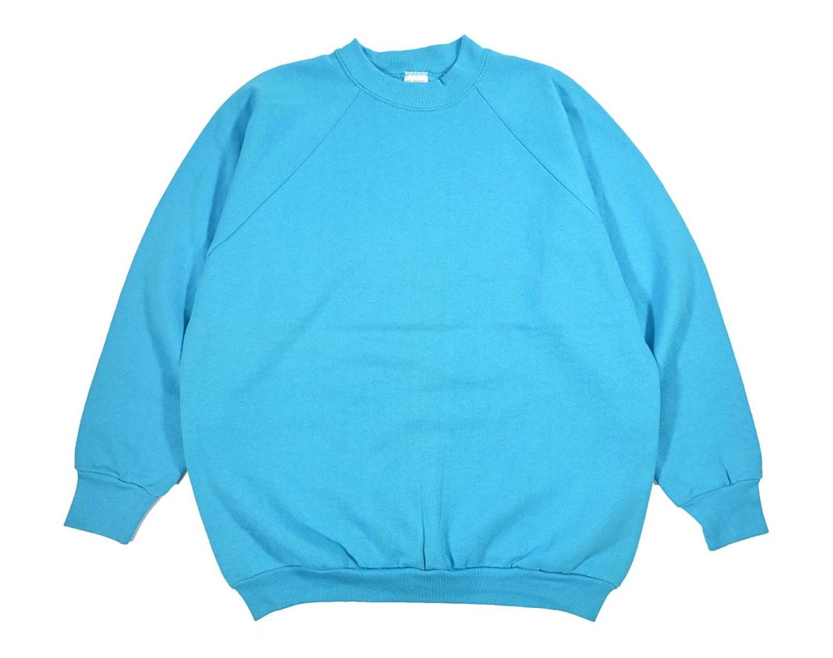 画像1: Deadstock Fruit of the Loom Raglan Sleeve Blank Sweat Shirt Turquoise made in USA (1)