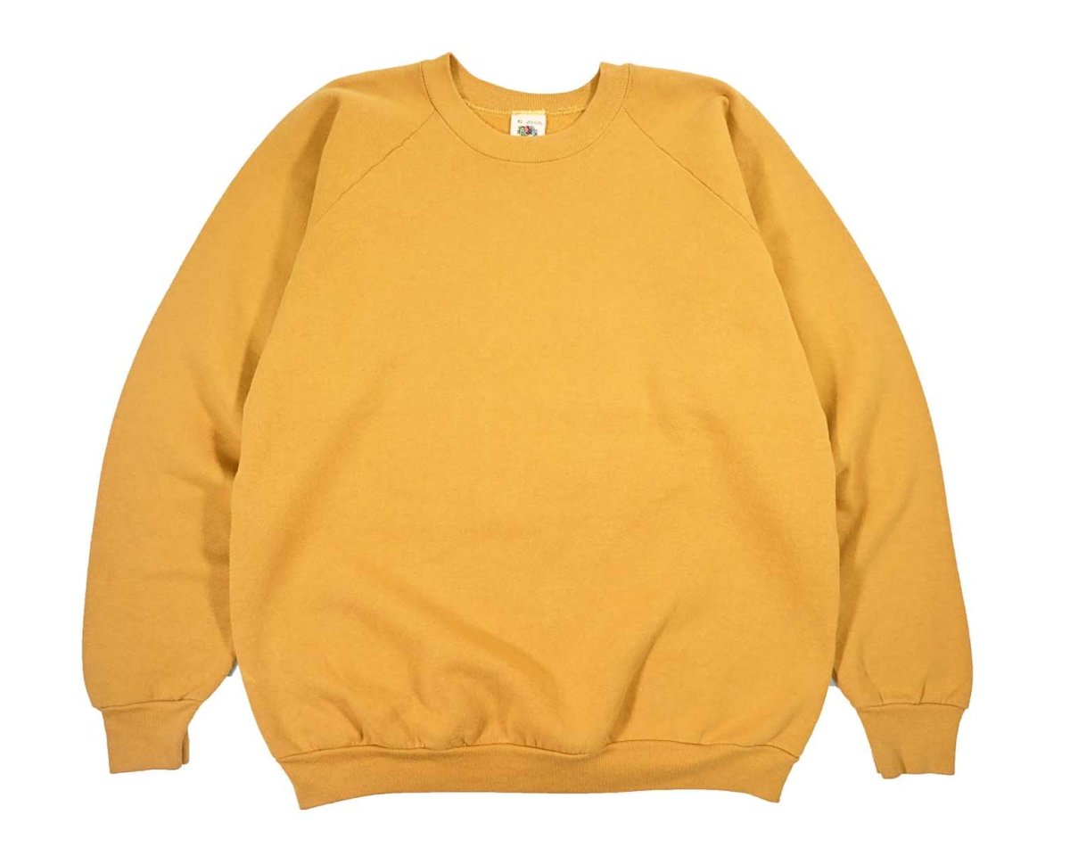 画像1: Used Fruit of the Loom Raglan Sleeve Blank Sweat Shirt Mustard made in USA (1)