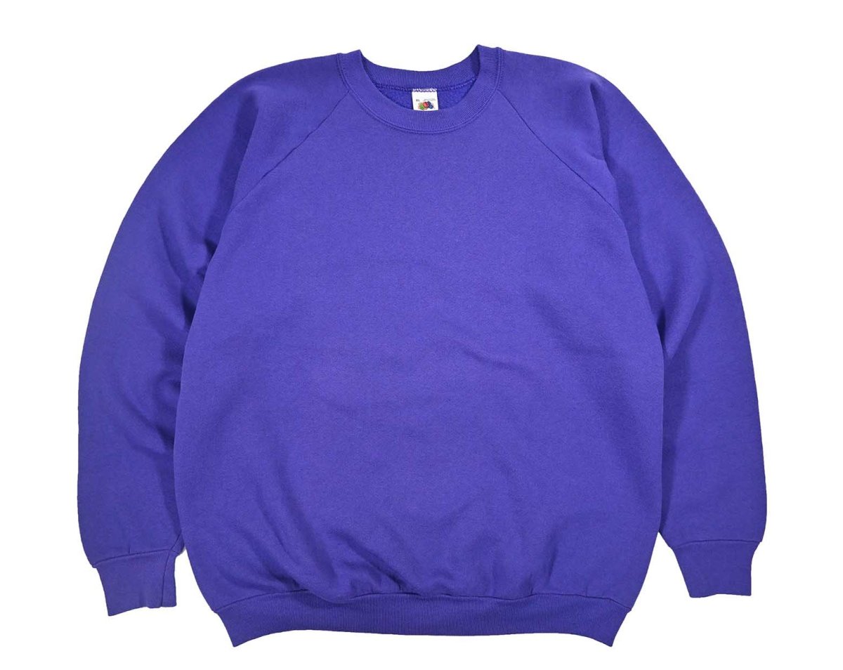 画像1: Used Fruit of the Loom Raglan Sleeve Blank Sweat Shirt Purple made in USA (1)