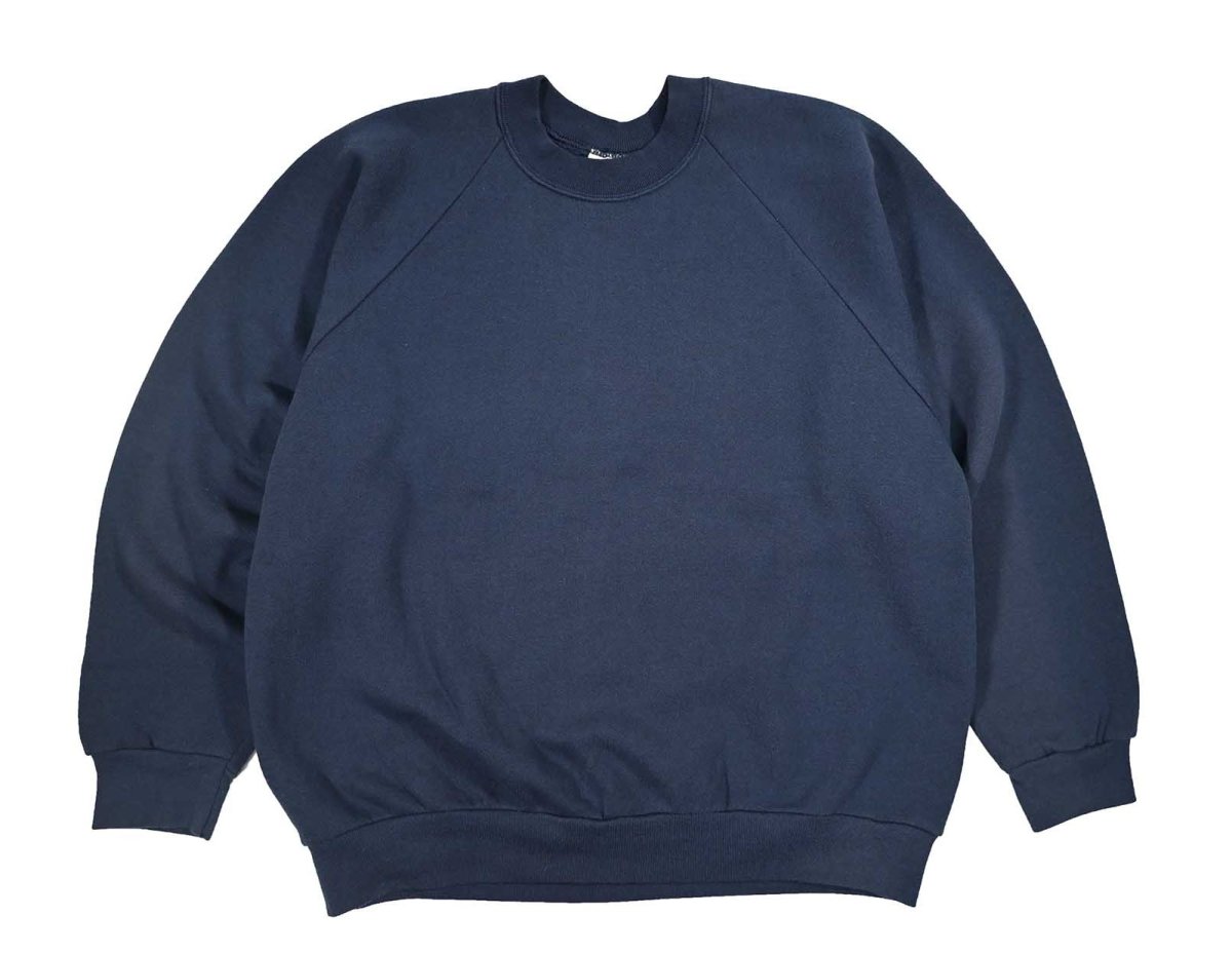 画像1: Used Fruit of the Loom Raglan Sleeve Blank Sweat Shirt Navy (1)