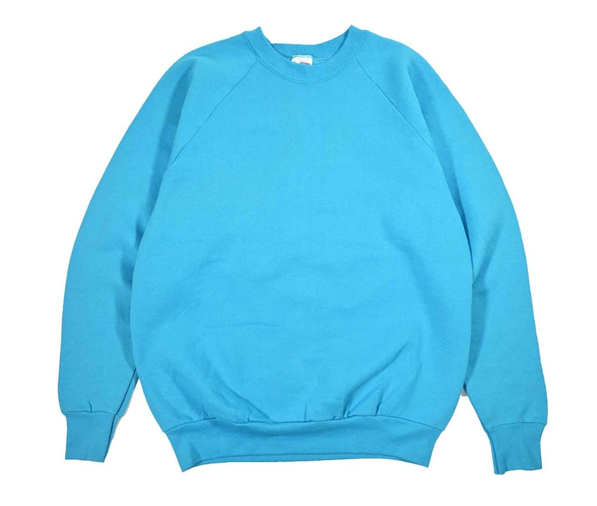 画像1: Deadstock Fruit of the Loom Raglan Sleeve Blank Sweat Shirt Turquoise made in USA (1)