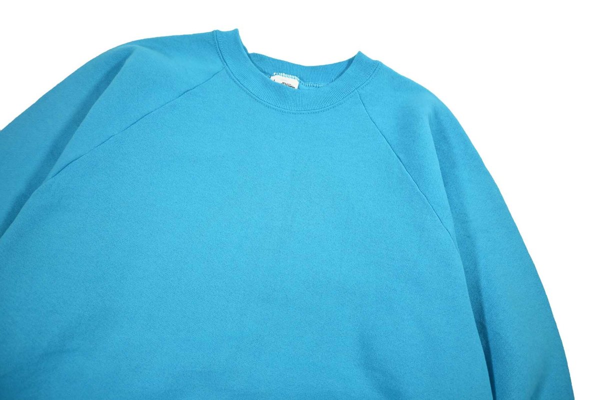 画像2: Deadstock Fruit of the Loom Raglan Sleeve Blank Sweat Shirt Turquoise made in USA (2)