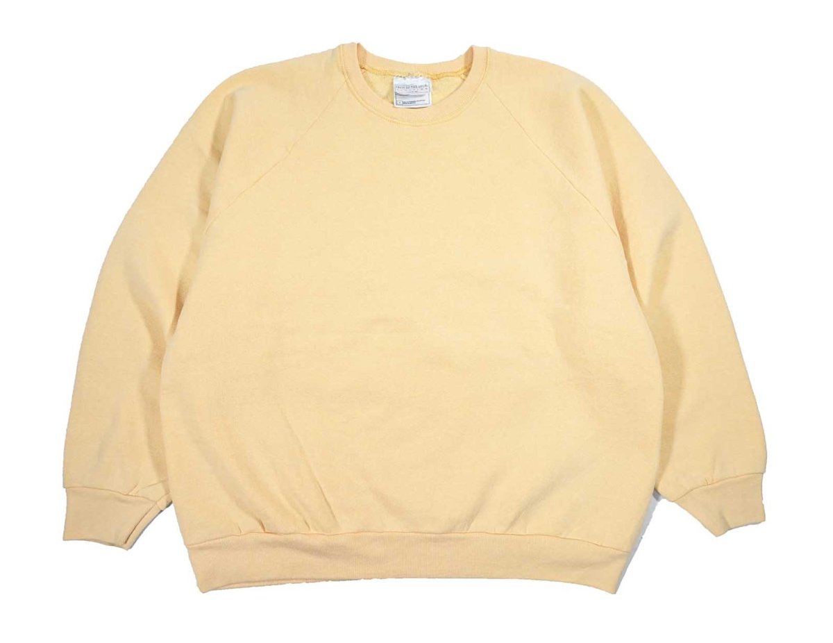 画像1: Used Fruit of the Loom Raglan Sleeve Blank Sweat Shirt Yellow (1)