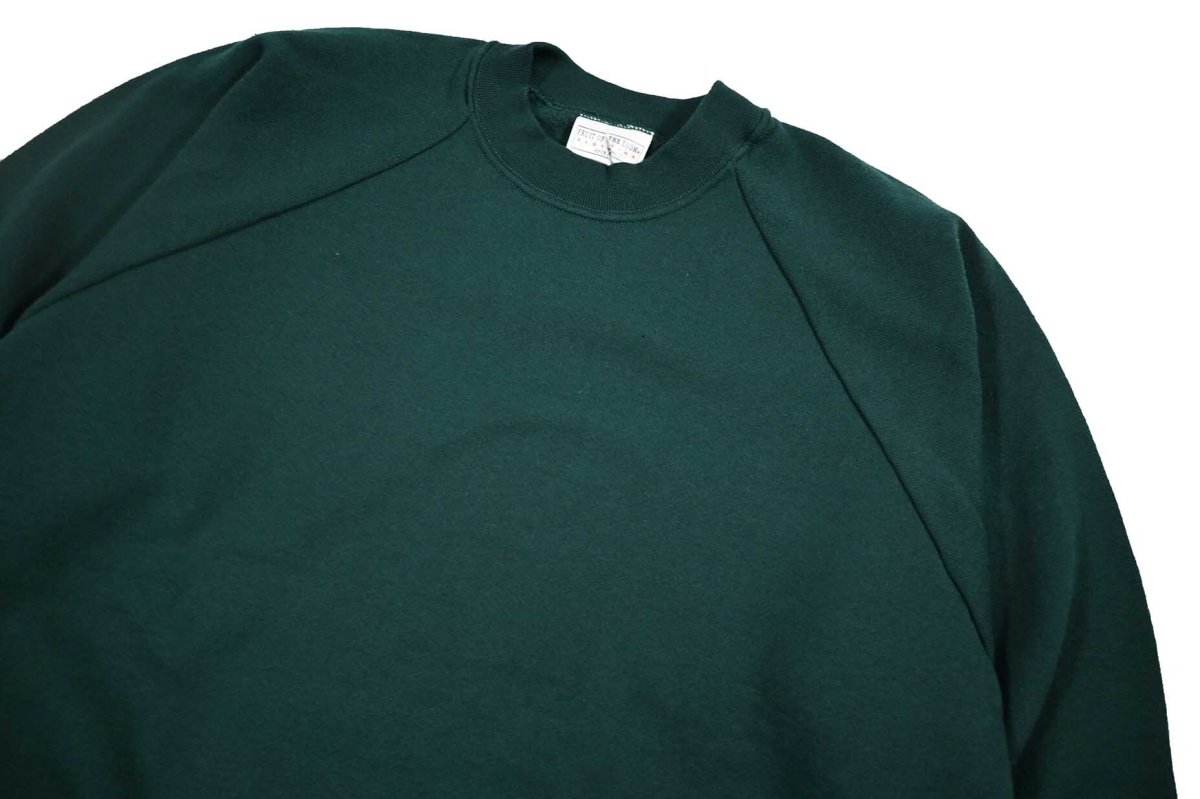 画像2: Used Fruit of the Loom Raglan Sleeve Blank Sweat Shirt Green (2)