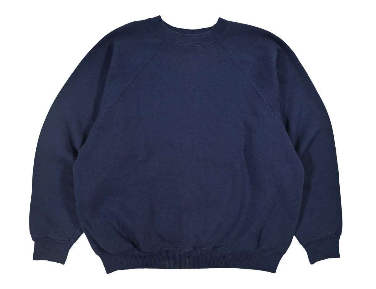 画像1: Used Hanes Raglan Sleeve Blank Sweat Shirt Navy made in USA (1)