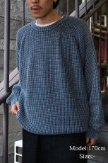 画像5: A.R.P.  Washed Cotton Mineral Breach Oversized Sweater Indigo Blue (5)