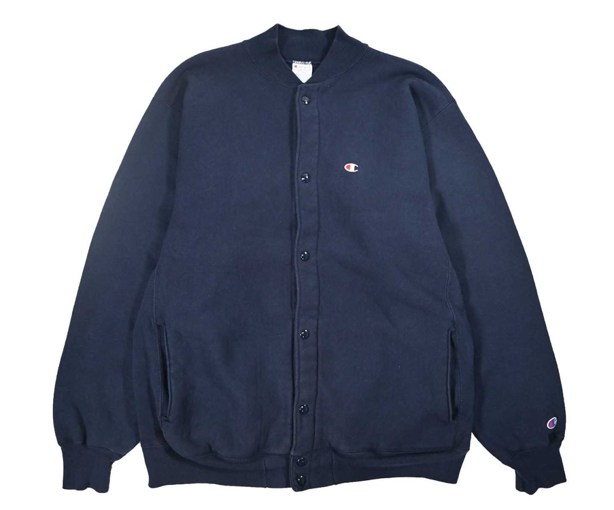 画像1: 90s Used Champion Reverse Weave Snap Cardigan Navy made in USA (1)