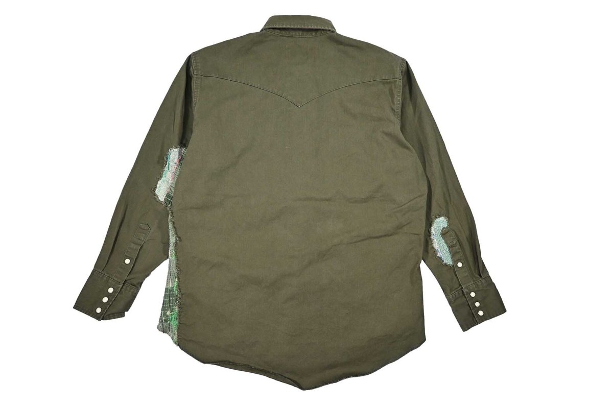 画像2: Used Wrangler Customized Western Shirt Olive (2)