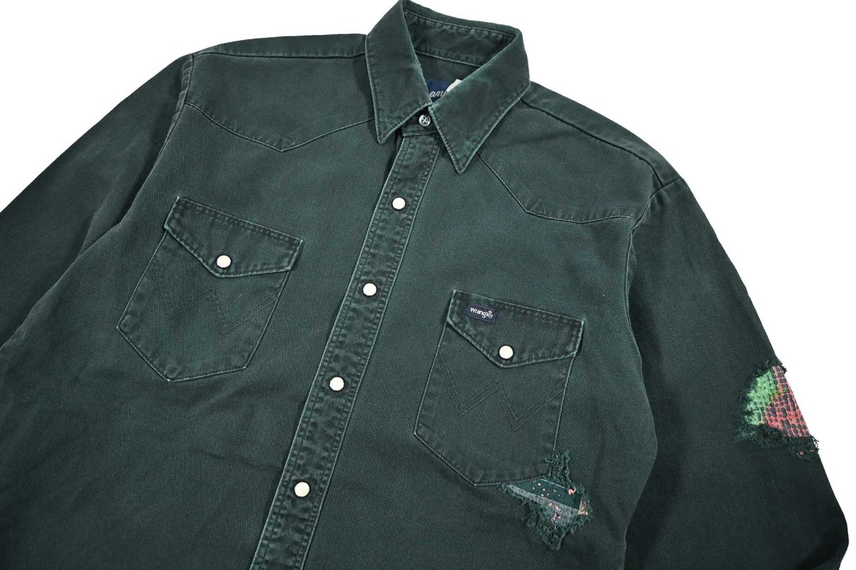 画像3: Used Wrangler Customized Western Shirt Green (3)