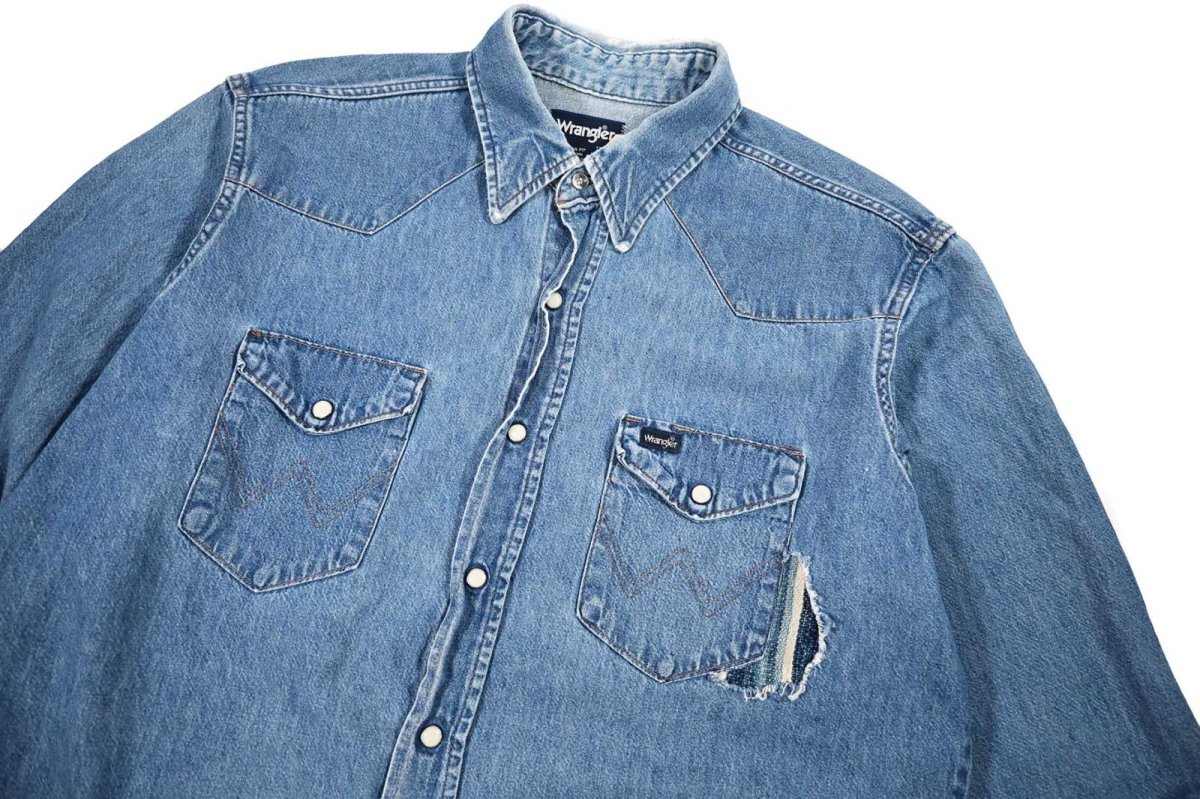 画像3: Used Wrangler Customized Denim Western Shirt (3)