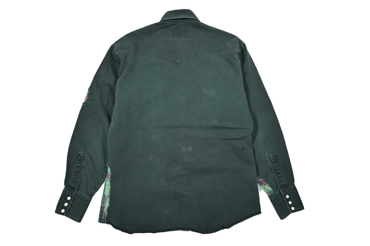 画像2: Used Wrangler Customized Western Shirt Green (2)