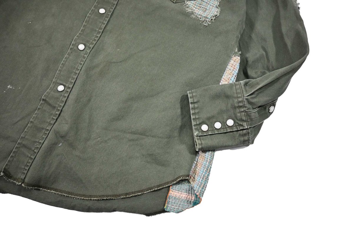 画像4: Used Wrangler Customized Western Shirt Olive (4)