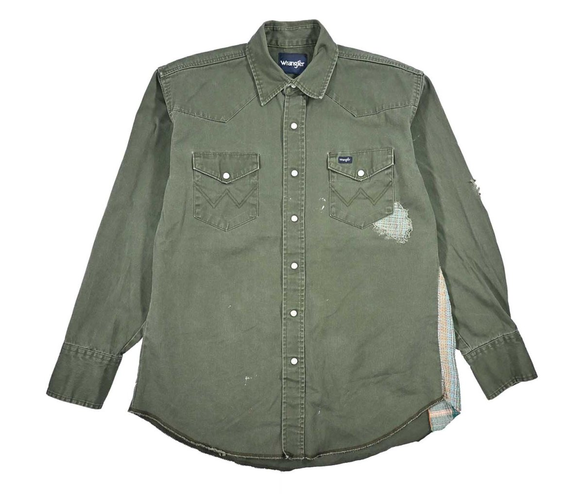 画像1: Used Wrangler Customized Western Shirt Olive (1)
