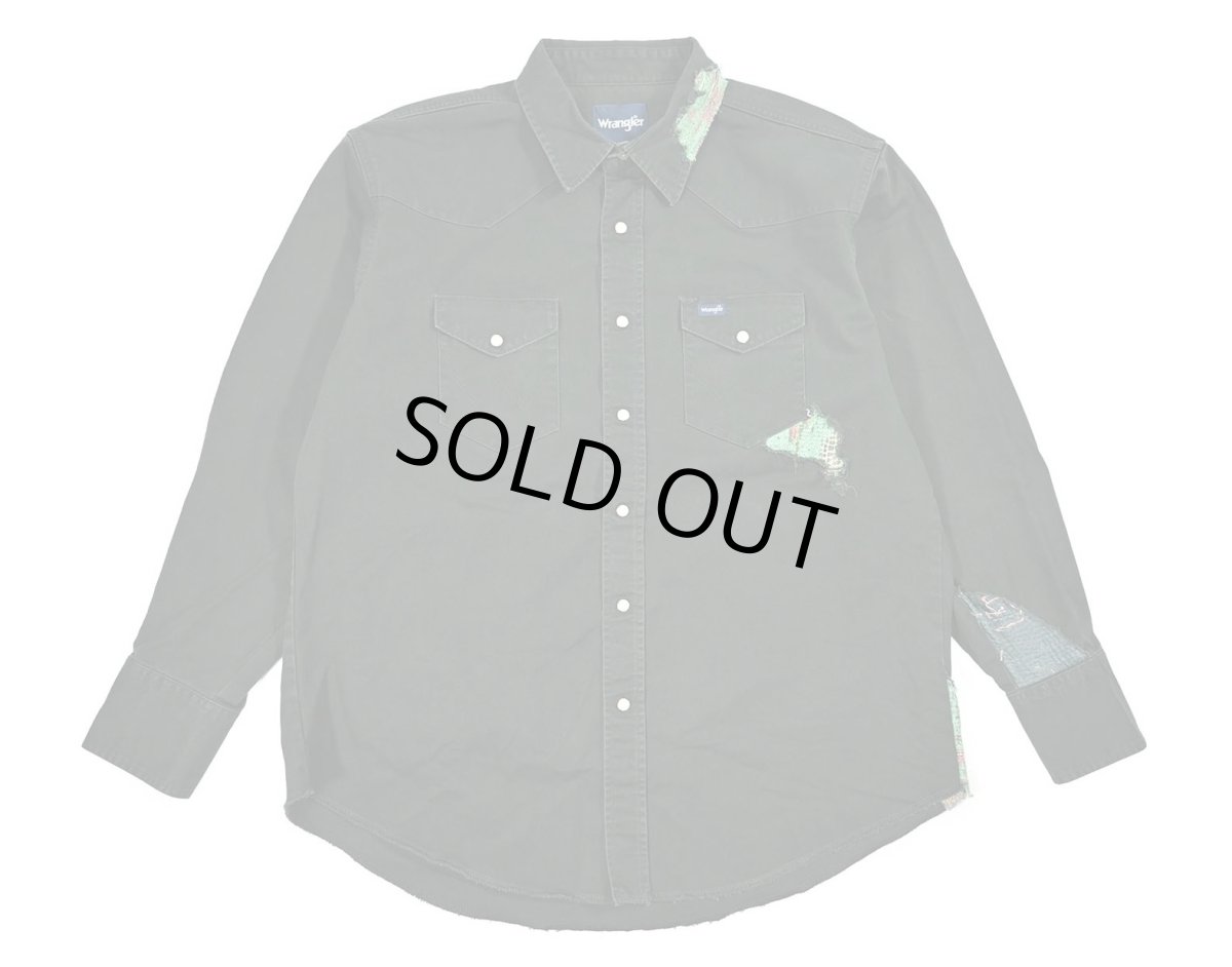 画像1: Used Wrangler Customized Western Shirt Green (1)