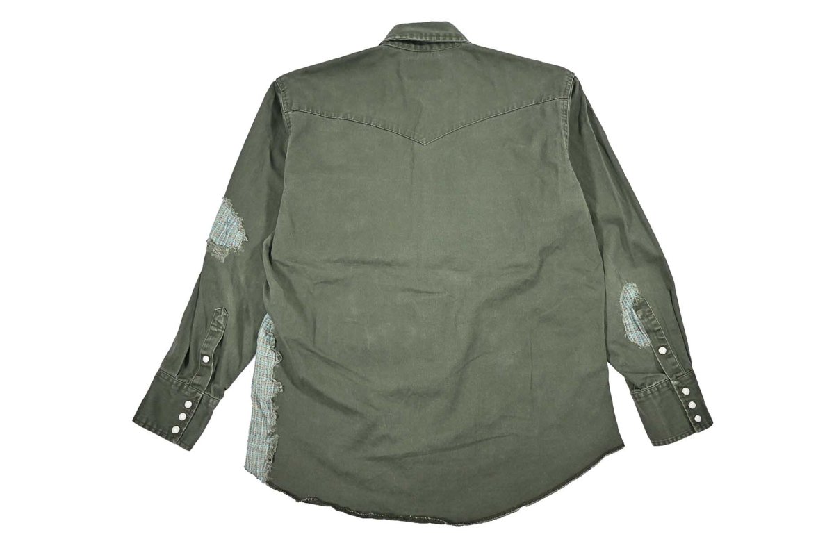 画像2: Used Wrangler Customized Western Shirt Olive (2)