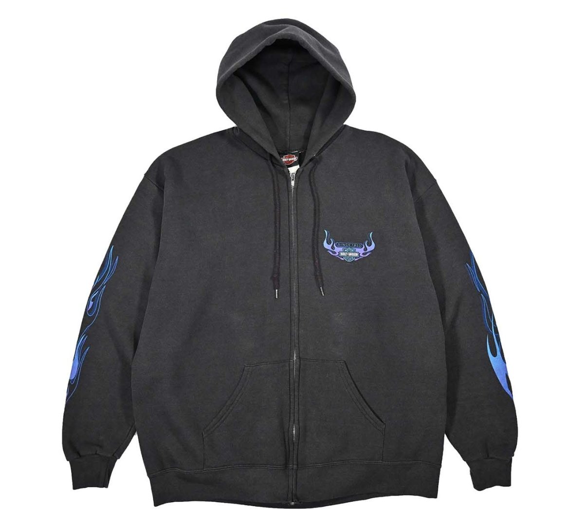 画像1: Used Harley-Davidson Print Zip Sweat Hoodie (1)