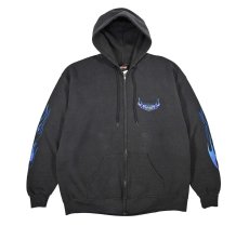 画像1: Used Harley-Davidson Print Zip Sweat Hoodie (1)