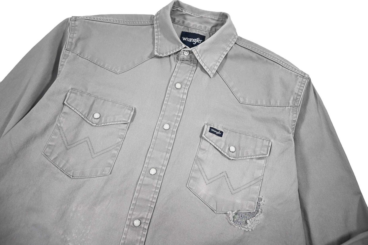 画像3: Used Wrangler Customized Western Shirt Grey (3)