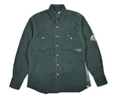 画像1: Used Wrangler Customized Western Shirt Green (1)