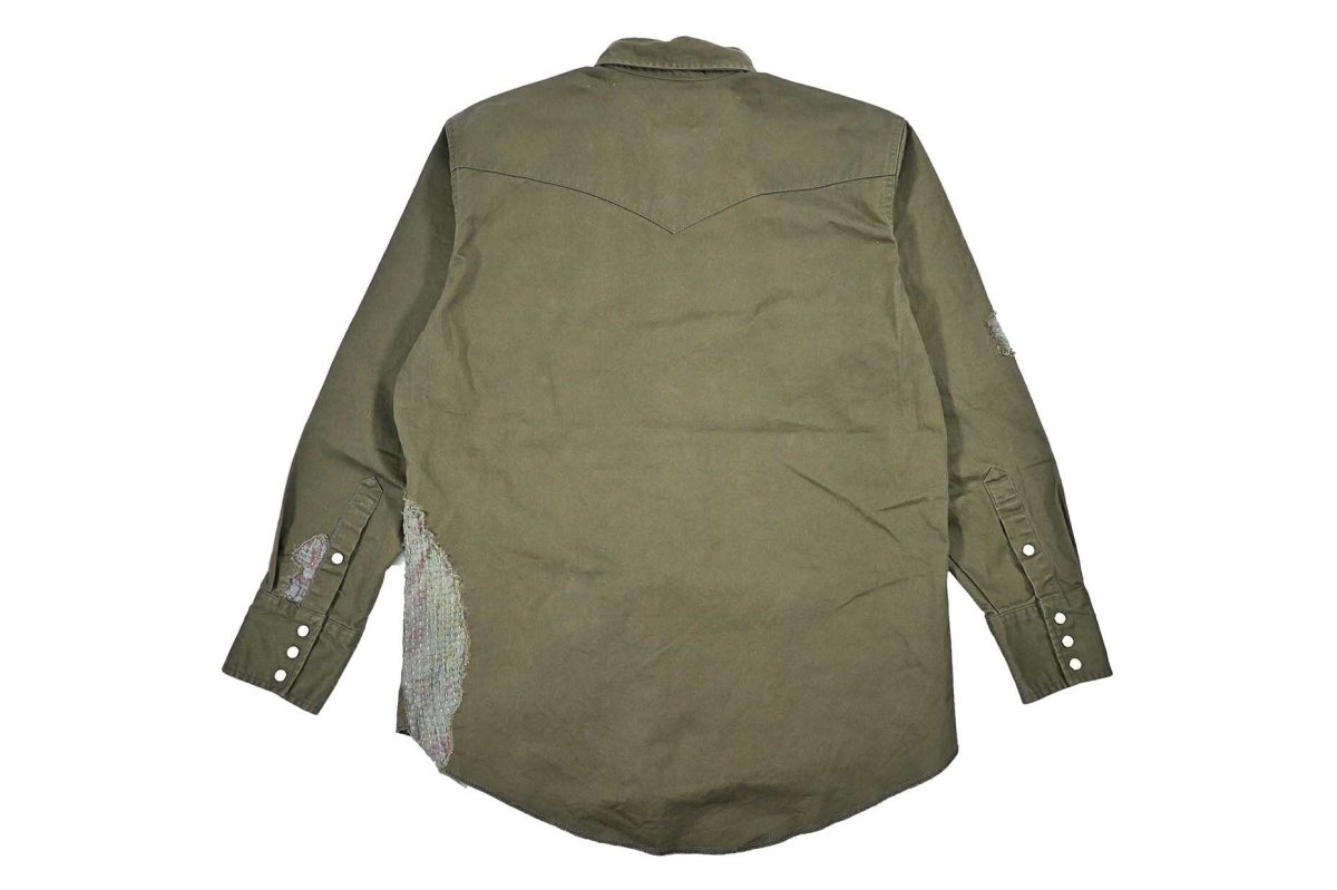 画像2: Used Wrangler Customized Western Shirt Olive (2)