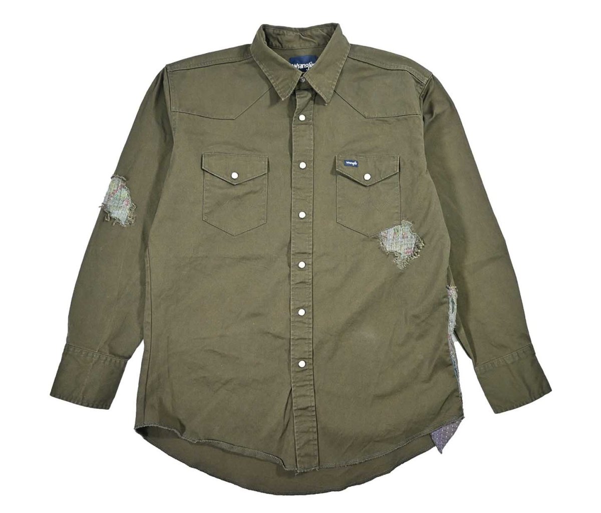 画像1: Used Wrangler Customized Western Shirt Olive (1)