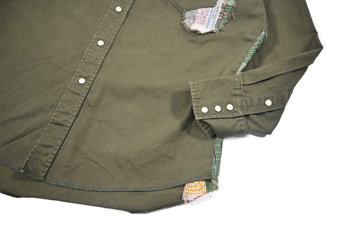 画像4: Used Wrangler Customized Western Shirt Olive (4)