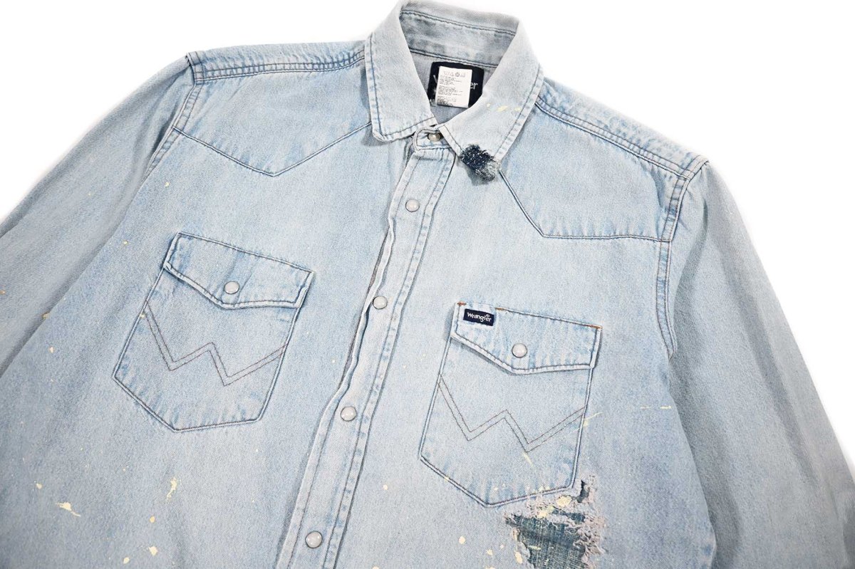 画像3: Used Wrangler Customized Denim Western Shirt (3)